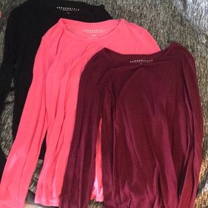 AEROPOSTALE long sleeve (Black, neon pink, maroon)